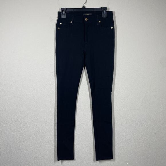7 For All Mankind Pants - 7 For All Mankind Womens 27 High Rise Skinny Pants Black Pull On Pockets Stretch